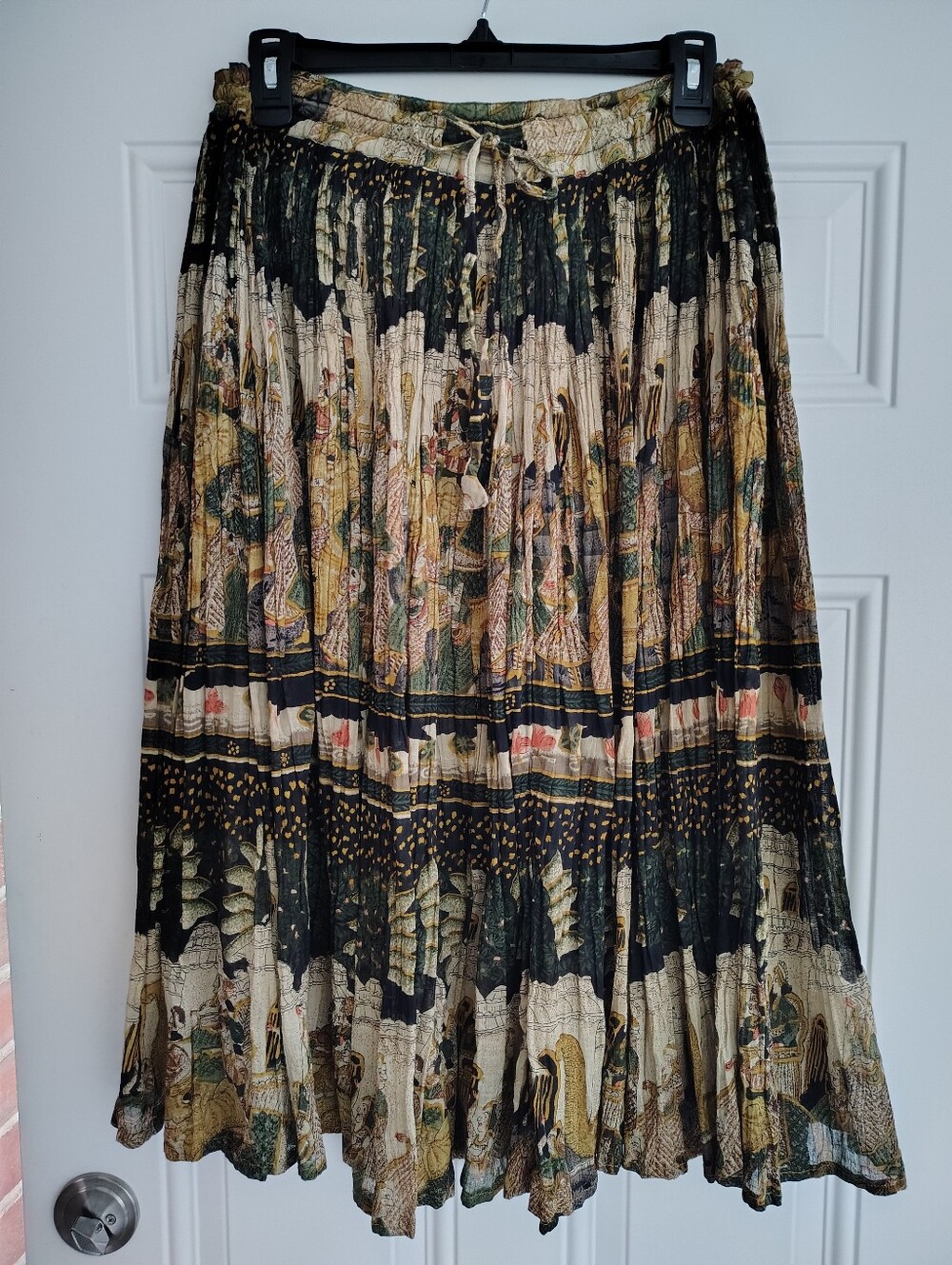VTG 90s In Style New York Cotton Broomstick Skirt Village Print Free Size